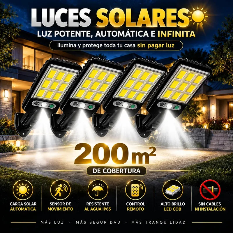 Luces solares: luz potente, automática e infinita, 200 m2 de cobertura